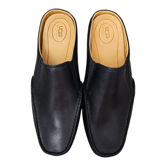 UGG Australia Leather Slip-on Mule Black Cushion Driving Slipper Shoe - Picture 11 of 15
